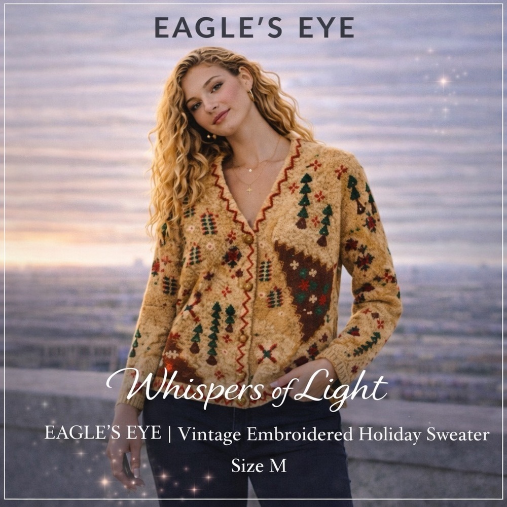 Eagle’s Eye Vintage Embroidered Holiday Sweater – Size M